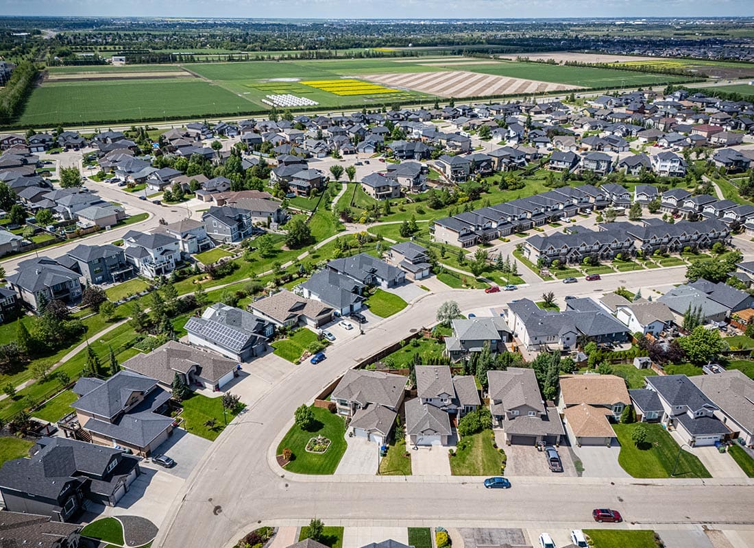 Kingsland, TX - Aerial View of Texas Homes on a Sunny Day